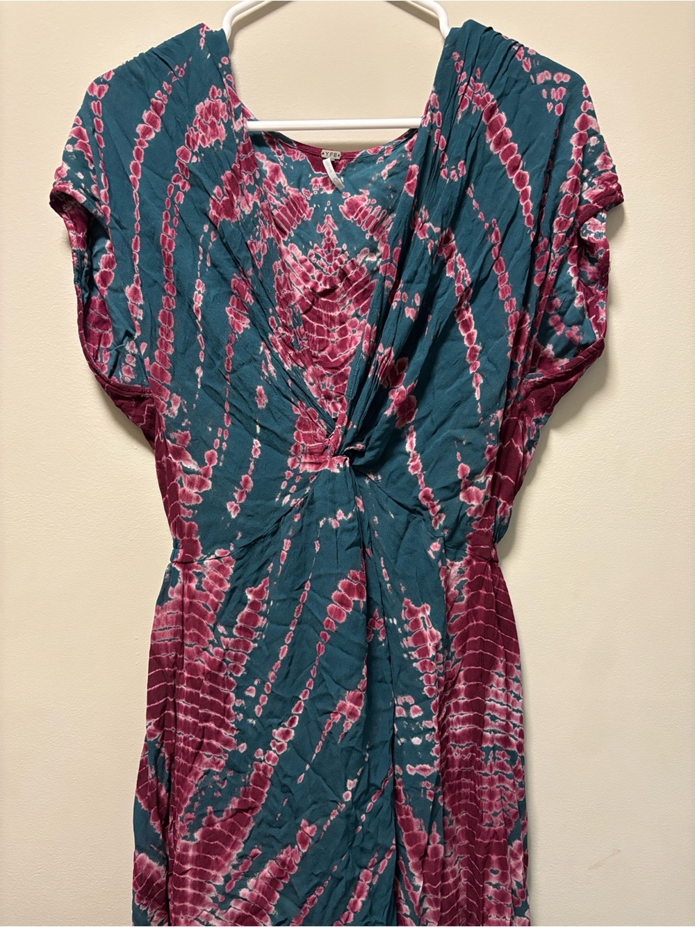 Young Fabulous & Broke Teal and Magenta Twist-Front Maxi Dress
